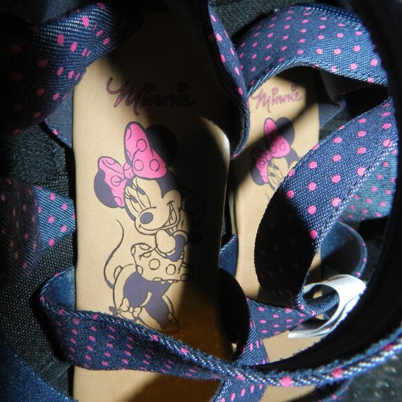 Disney Minnie Mouse Bow Fabric Blue /Pink Polka Dot Print Sandals🆕📦🏃🏻💨⚡🚚 - Picture 8 of 16